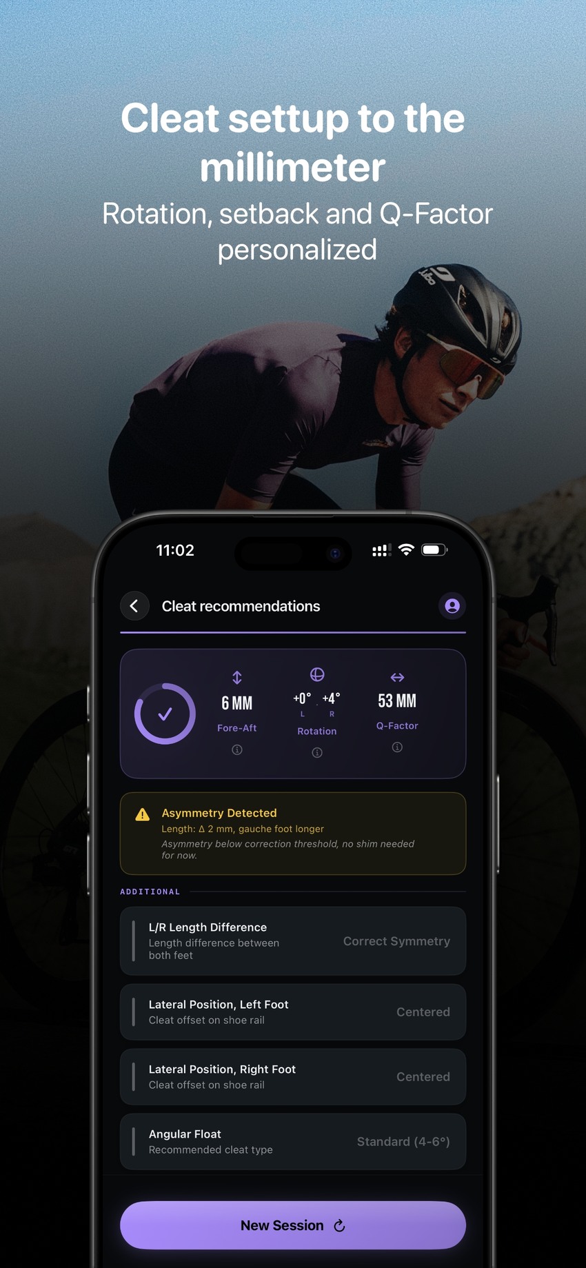 FramIQ - free bike cleat setup app